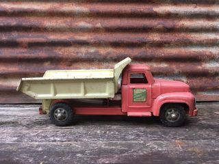 Vintage Buddy L Hydraulic Dump Truck Toy Pressed Steel Metal Pink 7