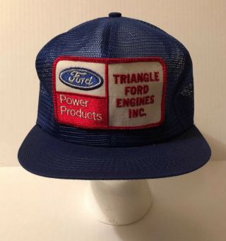 Vtg 80s Ford Engines Patch All Mesh Trucker Hat Blue K Products Usa Unworn