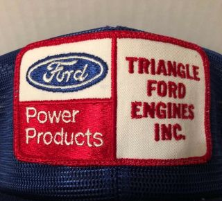 VTG 80s FORD ENGINES PATCH ALL MESH TRUCKER HAT BLUE K PRODUCTS USA UNWORN 2