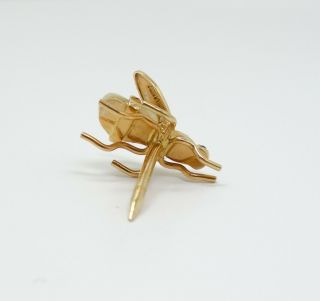 Vintage Mid 20th Century 14K Yellow Gold Enamel Pearl Flying Insect Lapel Pin 5