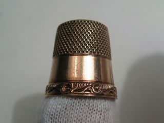Antique Vintage Engraved Stern Brothers 14k Rose Gold Thimble - 3.  5 G Sz 8.  31