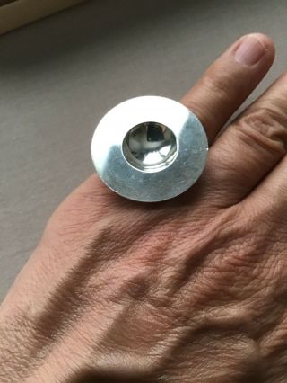 Modernist Elis Kauppi Kupittaan Kulta Finland Sterling Circle Inverted Dome Ring