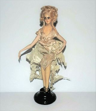 VINTAGE 1920 ' s WAX over COMPOSITION Bisque Arms Silk Dress FASHION DOLL 2
