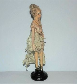 VINTAGE 1920 ' s WAX over COMPOSITION Bisque Arms Silk Dress FASHION DOLL 3