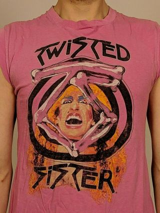 Unique 1984 Twisted Sister Vintage " Stay Hungry " Tour Pink Sleeveless T - Shirt