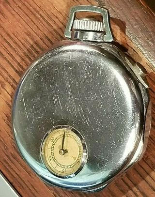 1900 ' s ART DECO HAVEN UNUSUAL BLACK & CHROME POCKET WATCH w/ ON & OFF LEVER 2