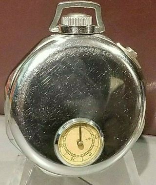 1900 ' s ART DECO HAVEN UNUSUAL BLACK & CHROME POCKET WATCH w/ ON & OFF LEVER 8