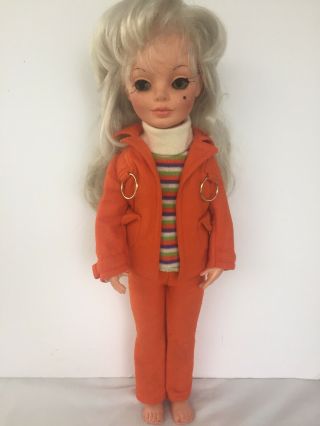 Vintage Italy Furga ALTA MODA Doll SIMONA in Orange Pantsuit plus Jumper Dress 2
