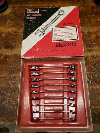 Vintage Snap On 9 Piece 12 Point Metric Short Combination Wrench Set Oexsm709