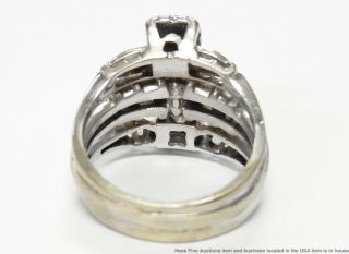 1.  10ctw Fine Diamond 14k White Gold Ring Ladies Vintage Triple Engagement Sz 5.  5 7