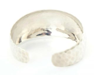 Vtg Sterling Silver Hand Hammered Dome Cuff Bracelet 3