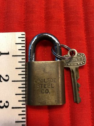 Vintage Best Brass Padlock Lock With Key Laclede Steel Company