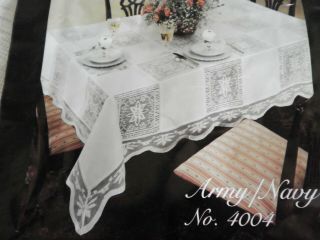 Vintage Army / Navy Lace Tablecloth 68 X 106 In Pkg.  100 Cotton Old Stock
