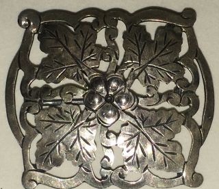 Sgp Stavre Gregor Panis Fancy Sterling Silver Brooch Pin - Oak Leaves & Flower