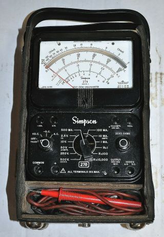 Simpson Model 270 Series 5 Multimeter W/ Probes Vintage Industrial Surplus Good