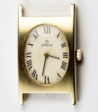 Vintage Unisex 14k Yellow Gold Omega Watch With 620 Movement Roman Numeral