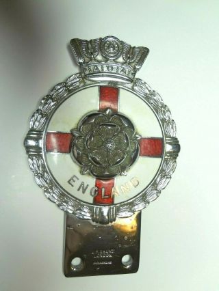 Vintage J.  R.  Gaunt England English Rose Car Badge Emblem Chrome And Enamel Rare