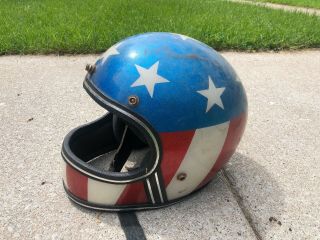 Vintage Helmet Stars Stripes Flag Motorcycle Easy Rider Evil Knievel America