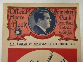 Vintage 1933 Scorecard Comiskey Park IL Chicago White Sox VS Yankees Game wz5806 2