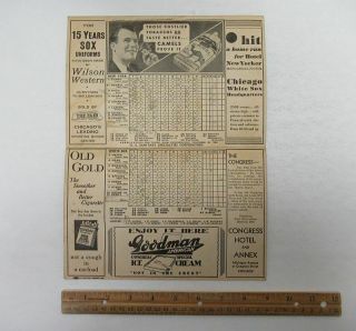 Vintage 1933 Scorecard Comiskey Park IL Chicago White Sox VS Yankees Game wz5806 7