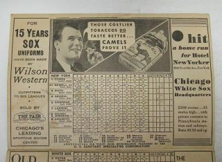 Vintage 1933 Scorecard Comiskey Park IL Chicago White Sox VS Yankees Game wz5806 8