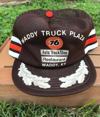Vtg Park Avenue 3 Stripe Made In Usa Trucker Hat Snapback Mesh Cap Unocal 76