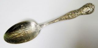 Antique Sterling Silver Souvenir Spoon,  Detailed Underground Mining,  Denver,  1905 2