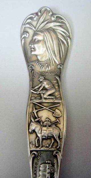 Antique Sterling Silver Souvenir Spoon,  Detailed Underground Mining,  Denver,  1905 3