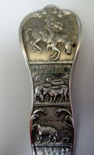 Antique Sterling Silver Souvenir Spoon,  Detailed Underground Mining,  Denver,  1905 6