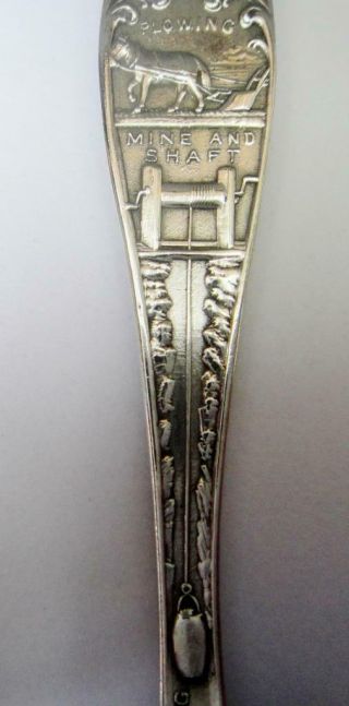 Antique Sterling Silver Souvenir Spoon,  Detailed Underground Mining,  Denver,  1905 7