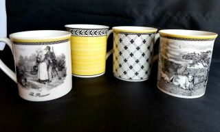 Set Of 4 Villeroy & Boch Vintage Audun Coffee Cups Mugs Fine Porcelain China