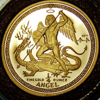 1987 Archangel Michael Slaying Dragon,  Gold Gate Mintmark 1/4oz Gold Coin Rare