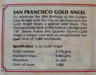 1987 Archangel Michael Slaying Dragon,  Gold Gate Mintmark 1/4oz Gold Coin RARE 5