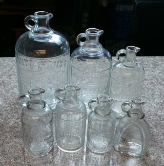 Vintage Set Of 7 White House Vinegar Jug Style Bottles 8 Oz To 1 Gal