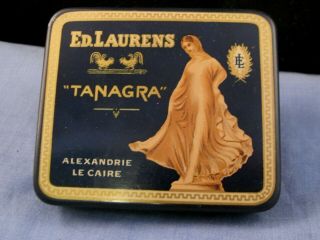 Vintage Enamel Egyptian Ed Laurens Tanagra Cigarette Tin Storage Box Egypt Cairo