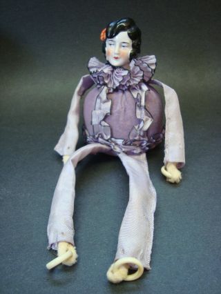 Antique German Porcelain Half Doll Flapper Body Pincushion W Legs & Arms
