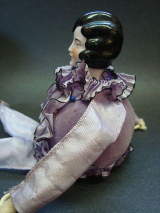 ANTIQUE GERMAN PORCELAIN HALF DOLL FLAPPER BODY PINCUSHION W LEGS & ARMS 5