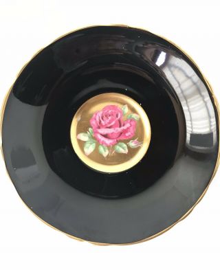 Vintage PARAGON Cabbage ROSE on GOLD Cup & Saucer Black 2