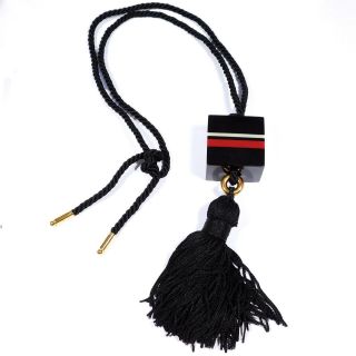 Estee Lauder Hard Perfume Pendant Tassel Necklace Deco Black