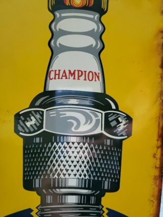 Vintage Champion Spark Plug Service Gas Station Porcelain Oil Sign