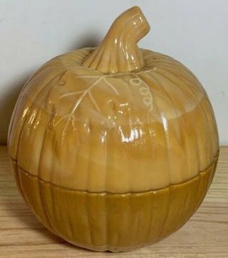 Rare Vintage Martha Stewart By Mail L.  E.  Smith Glass Caramel Pumpkin Candy Dish