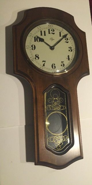 Vintage Elgin Wood Wall Clock 25 "