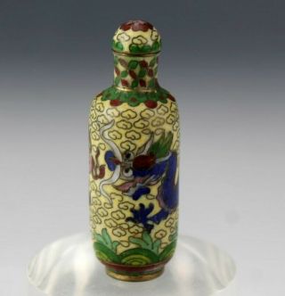 Vintage Chinese Export 5 Toed Blue Dragon Cloisonne Enamel Snuff Bottle Nr Rlc