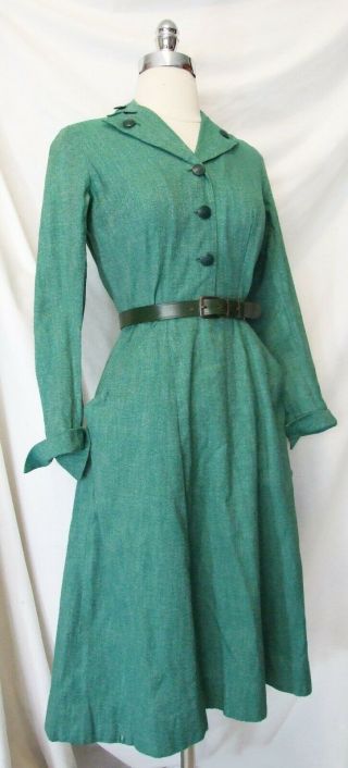 Vintage Girl Scouts Scout Uniform Green 1940s 40s Adult Leader Dress Shirwaist