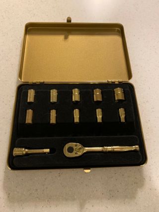 Vintage Snap On Tools 50th Anniversary Midget Gold Ratchet Tool Set