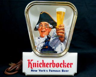 Vintage 1950s York Knickerbocker Beer Lighted Metal Glass Countertop Sign