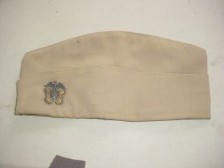 Ww2 Vintage Us Navy Officer Usn Garrison Cap Hat With Insignia