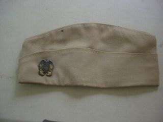 WW2 Vintage US NAVY OFFICER USN GARRISON CAP HAT WITH INSIGNIA 2