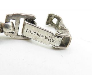 WRE AARFAC 925 Silver - Vintage Embossed Square Link Chain Bracelet - B5064 4