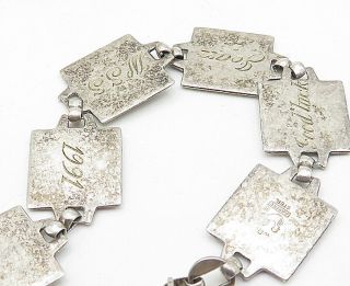 WRE AARFAC 925 Silver - Vintage Embossed Square Link Chain Bracelet - B5064 5